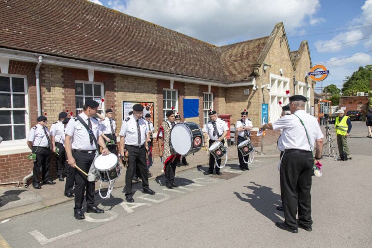 17th Pals' Battalion Band at the plaque unveiling at Highams Park station. Credit: John Murray