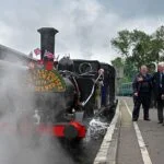 Re-enactment of the 1974 opening of Tenterden station
