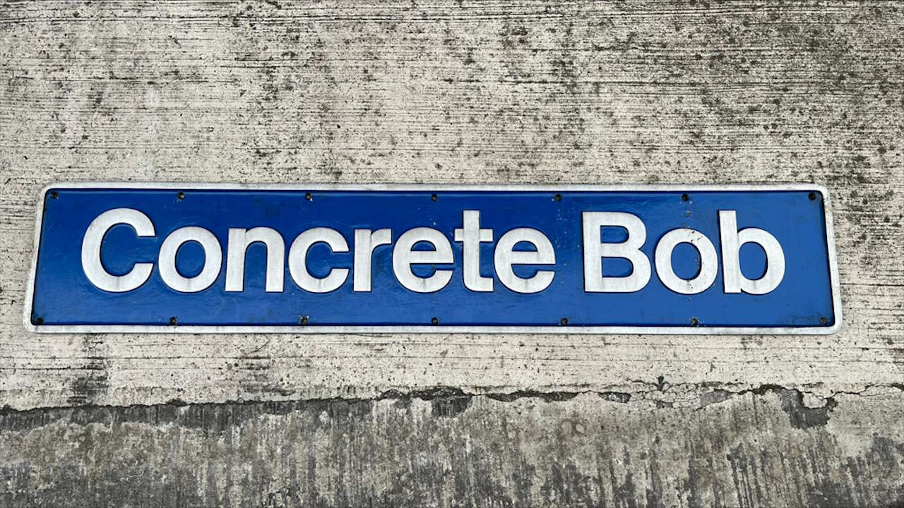 Concrete Bob nameplate