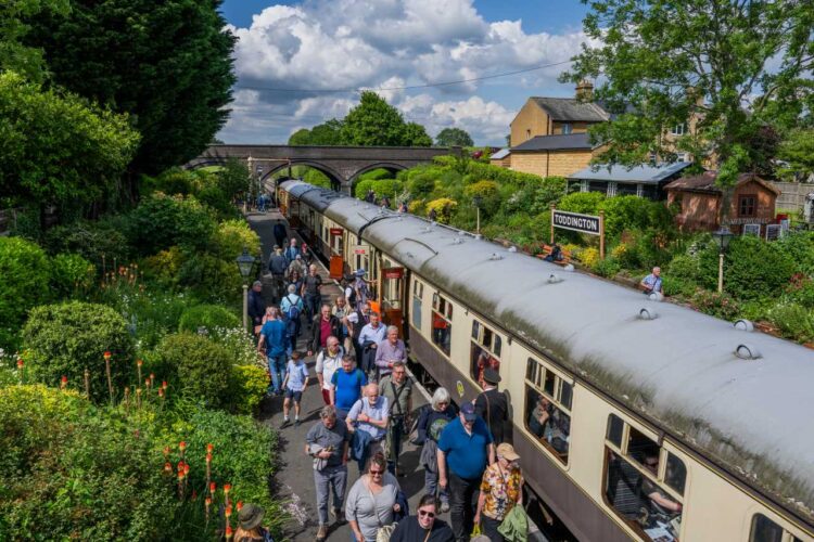 Crowds disembark from a recently-arrived train at Toddington record numbers attended the event - Jack Boskett