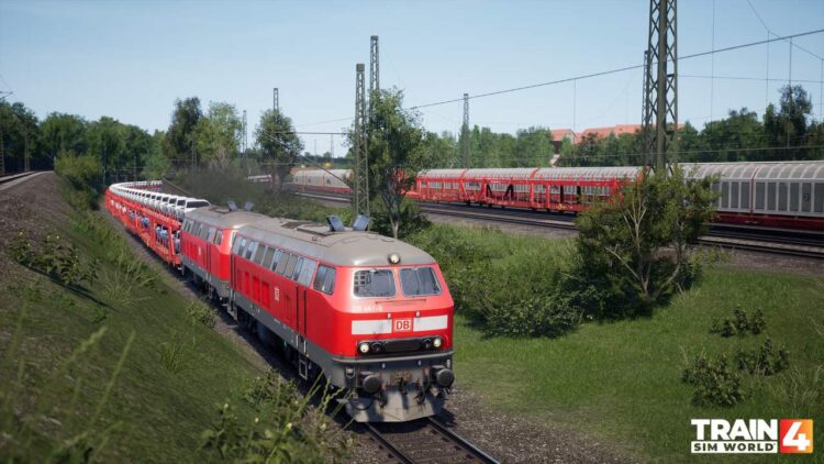 DB BR 218s on car transporter train - Train Sim World 4 