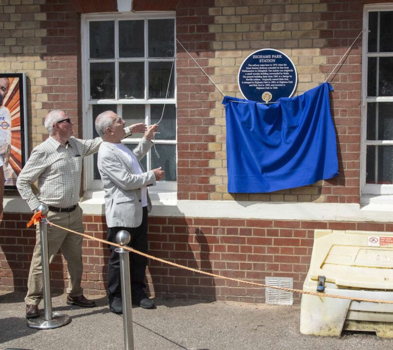 Plaque unveiling at Highams Park station. Credit: John Murray