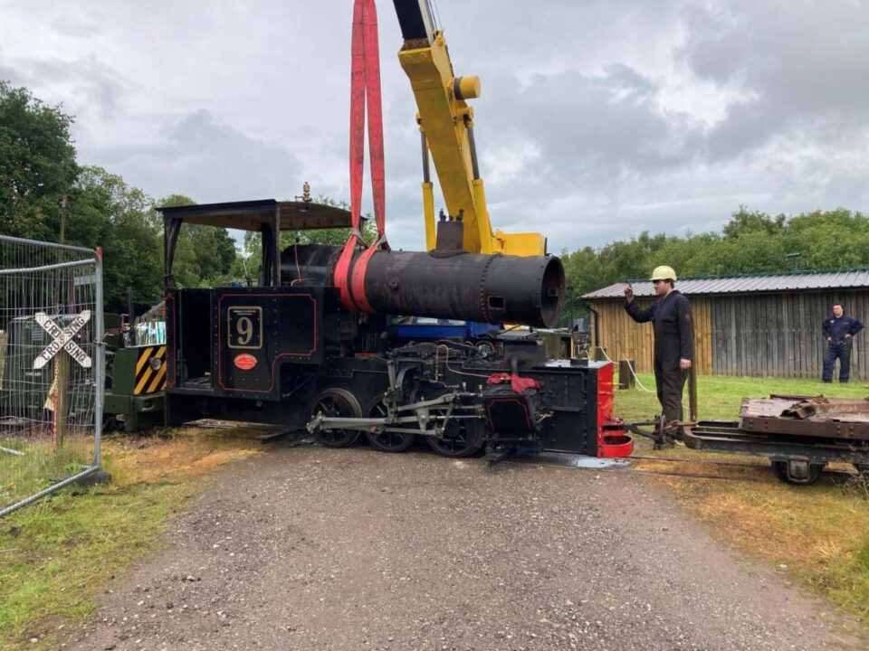 Hudswell Locomotive No.9 having its boiler lifted from the frames - Apedale Valley Light Railway