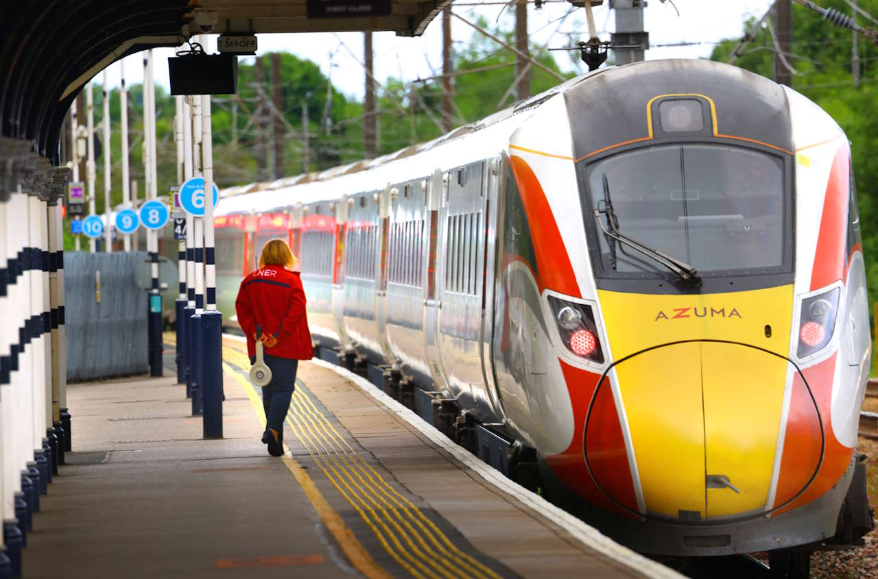 Picture of LNER Azuma train leaving station