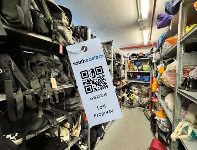 Southeastern lLost property tagged with a QR code. // Credit: Southeastern