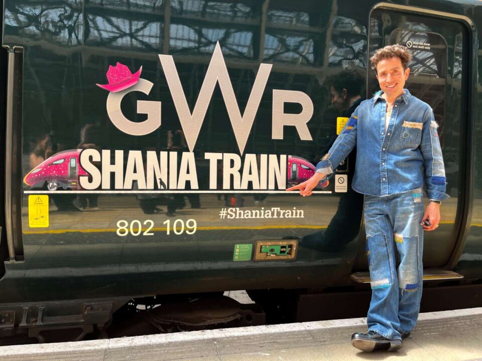 Nick Grimshaw with Shania Train