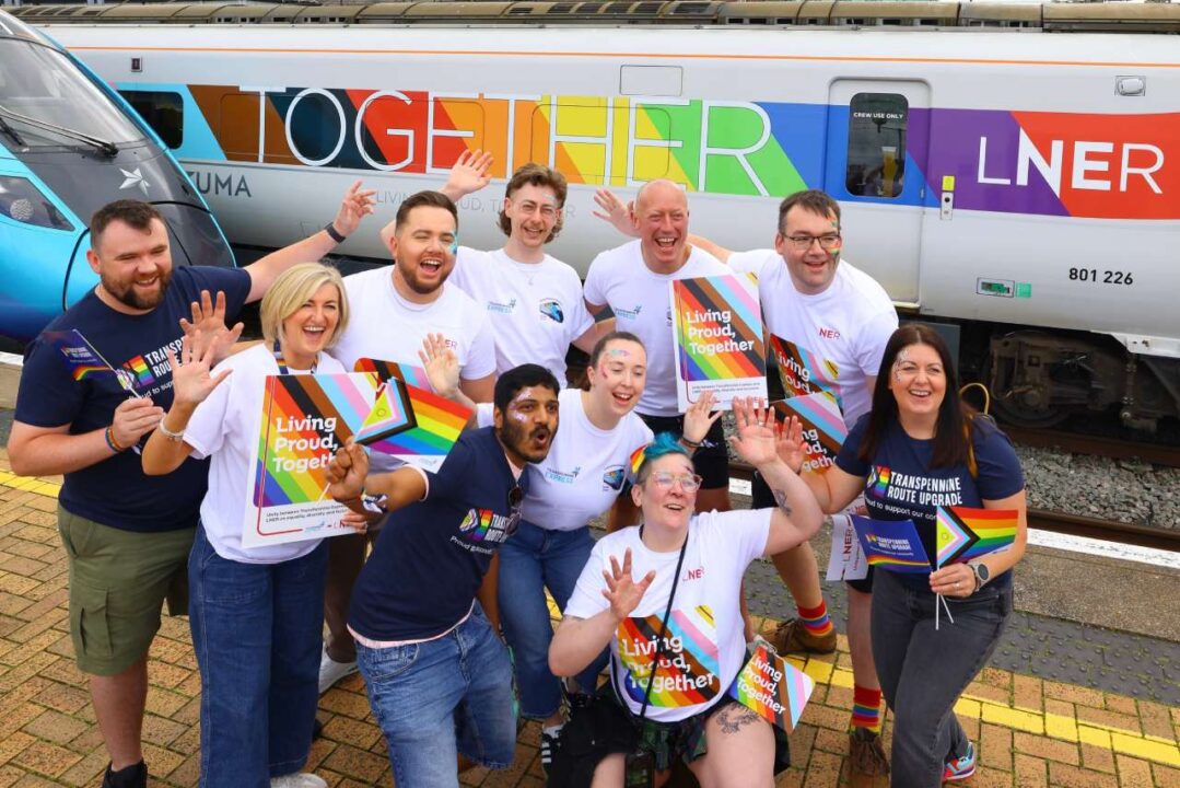 LNER and TransPennine Express colleagues celebrating Pride.