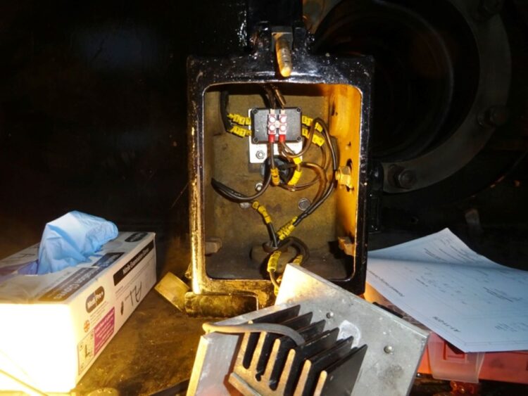 Rewired lower centre marker lamp and forward facing camera power supply - A1 Steam Locomotive Trust