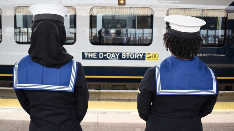 Sailors welcoming the train. // Credit: South Western Railway 