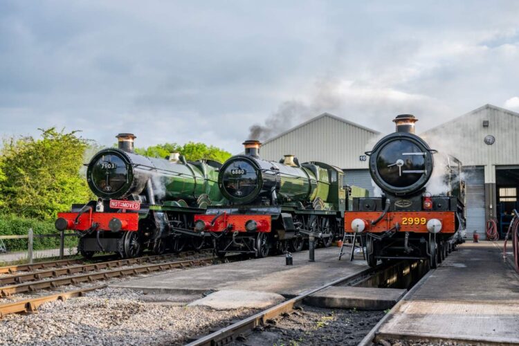 Waiting for their duties Right to left, new-build 2999 Lady of Legend, new-build 6880 Betton Grange and home fleet stalwart 7903 Foremarke Hall - Jack Boskett