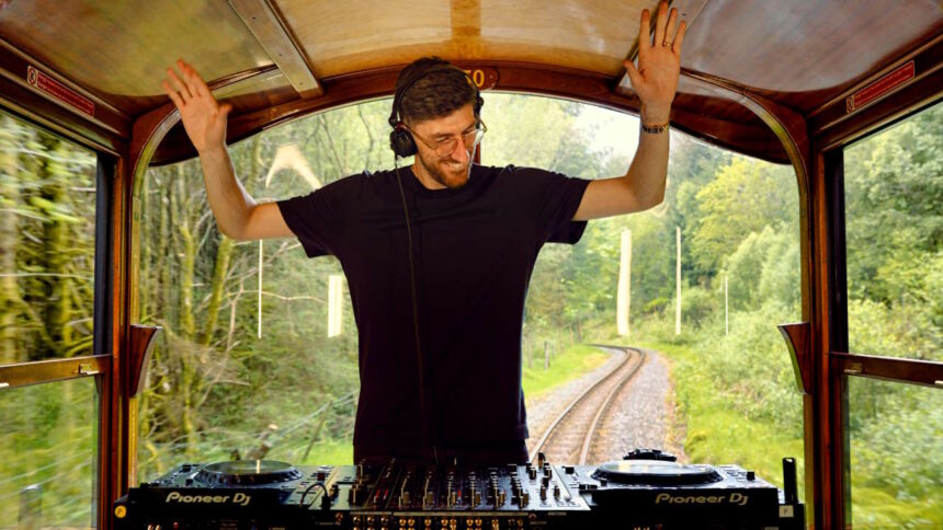 DJ Tom Marsh on Welsh Highland Railway Train