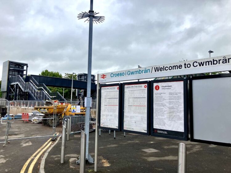 Accessible footbridge under construction at Cwmbran station - Network Rail