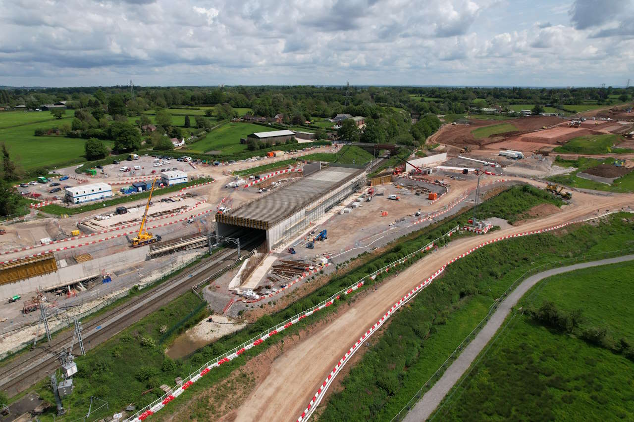 Aerial view of Carol Green HS2 bridge. // Credit: HS2