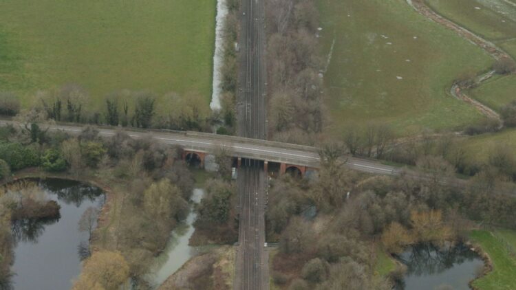 Aerial view of King's Sutton railway bridge - Network Rail