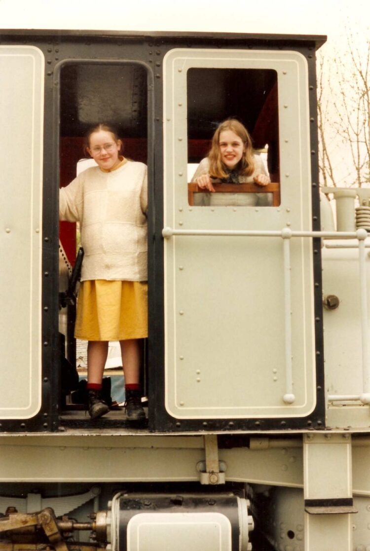 Angharad and her sister on the footplate of K1 at Minffordd - Welsh Highland Railway