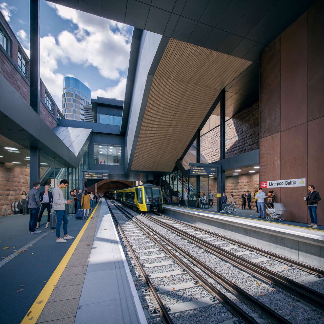 Platform view of the proposed new station at Liverpool's Baltic Triangle.