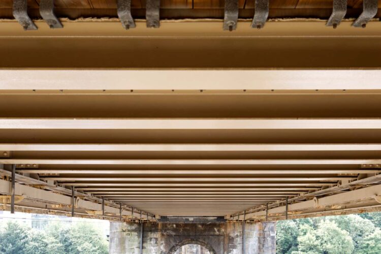 Close up of painted beams on High Level Bridge - Network Rail AmcoGiffen