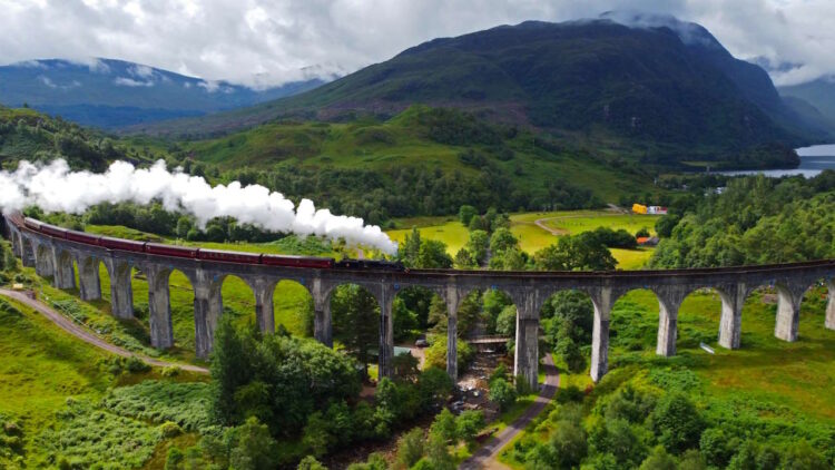 The Jacobite train on Glenfinnan viaduct