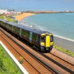 Southeastern Electrostar train passing Shakespeare Beach ast Dover. // Credit: Southeastern