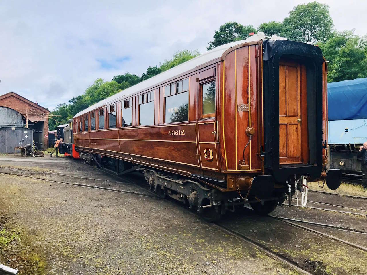 The newly refurbished carriage emerges from Bewdley