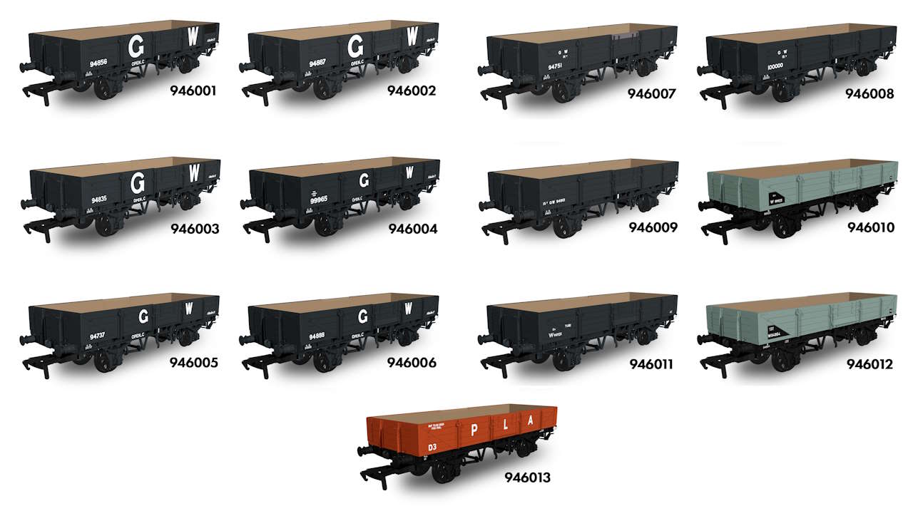 The range of Open C tube wagons. // Credit: Rapido Trains UK