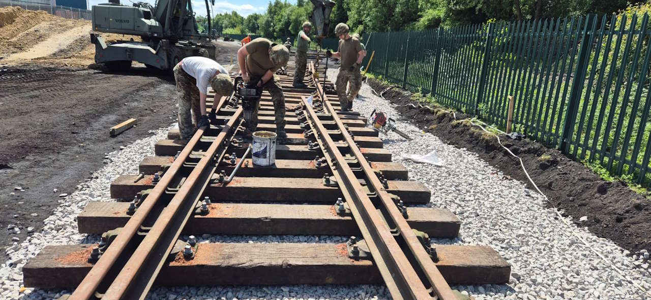 507 STRE (Railway Infrastructure) Royal Engineers installing a Cv9.25 turnout in early June.