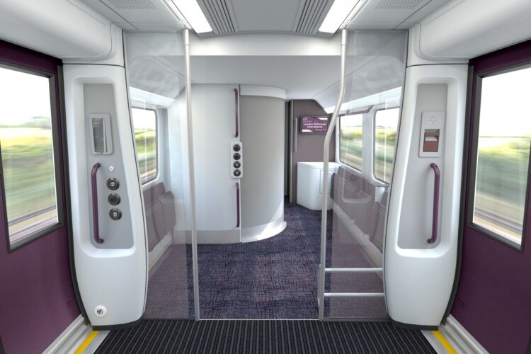 Refurbished Class 360 wheelchair accessible seating area - East Midlands Railway