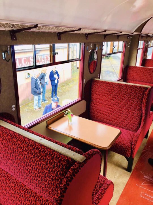 The interior of the coach