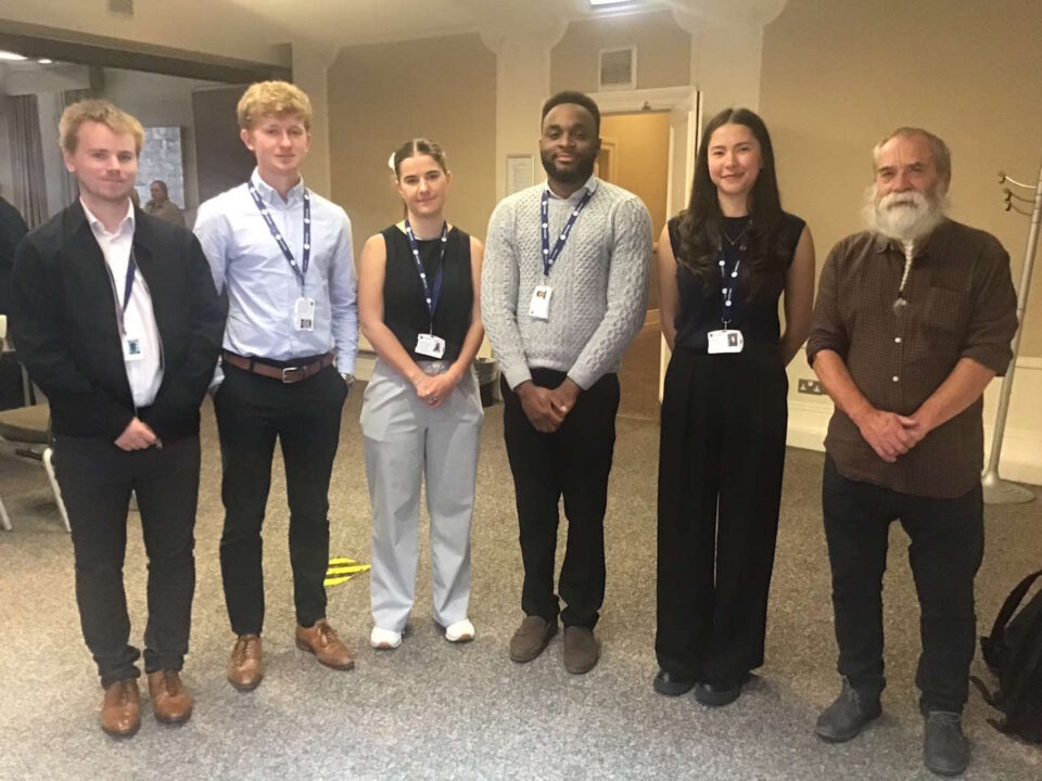 Students left to right Daniel Wing,Tom Starks, Tamara Baxter-Allen, Jason Osaka, Mia Hillsden plus Brian Haworth on the end.