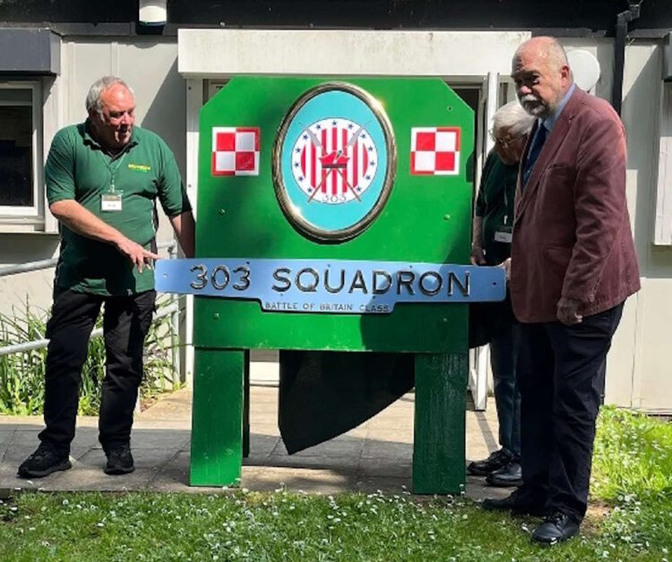 Unveiling the new nameplate and crest for 34053. // Credit: Spa Valley Railway