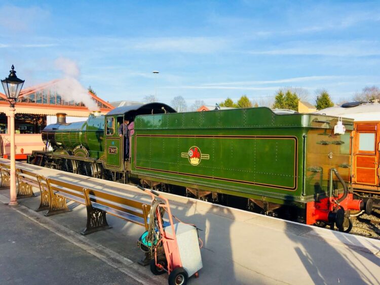 7802 with 4000 gallon tender at Kidderminster on Severn Valley Railway - Severn Valley Railway