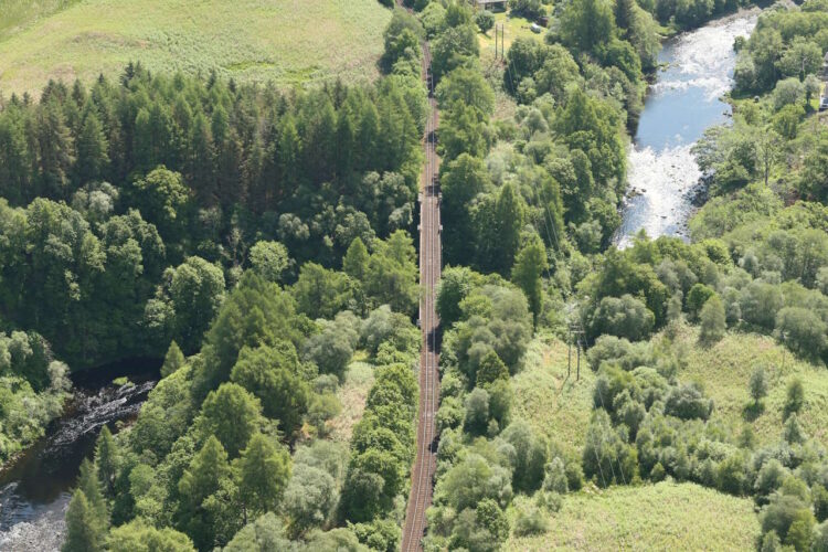 Aerial view of the River Awe viaduct. // Credit: Network Rail