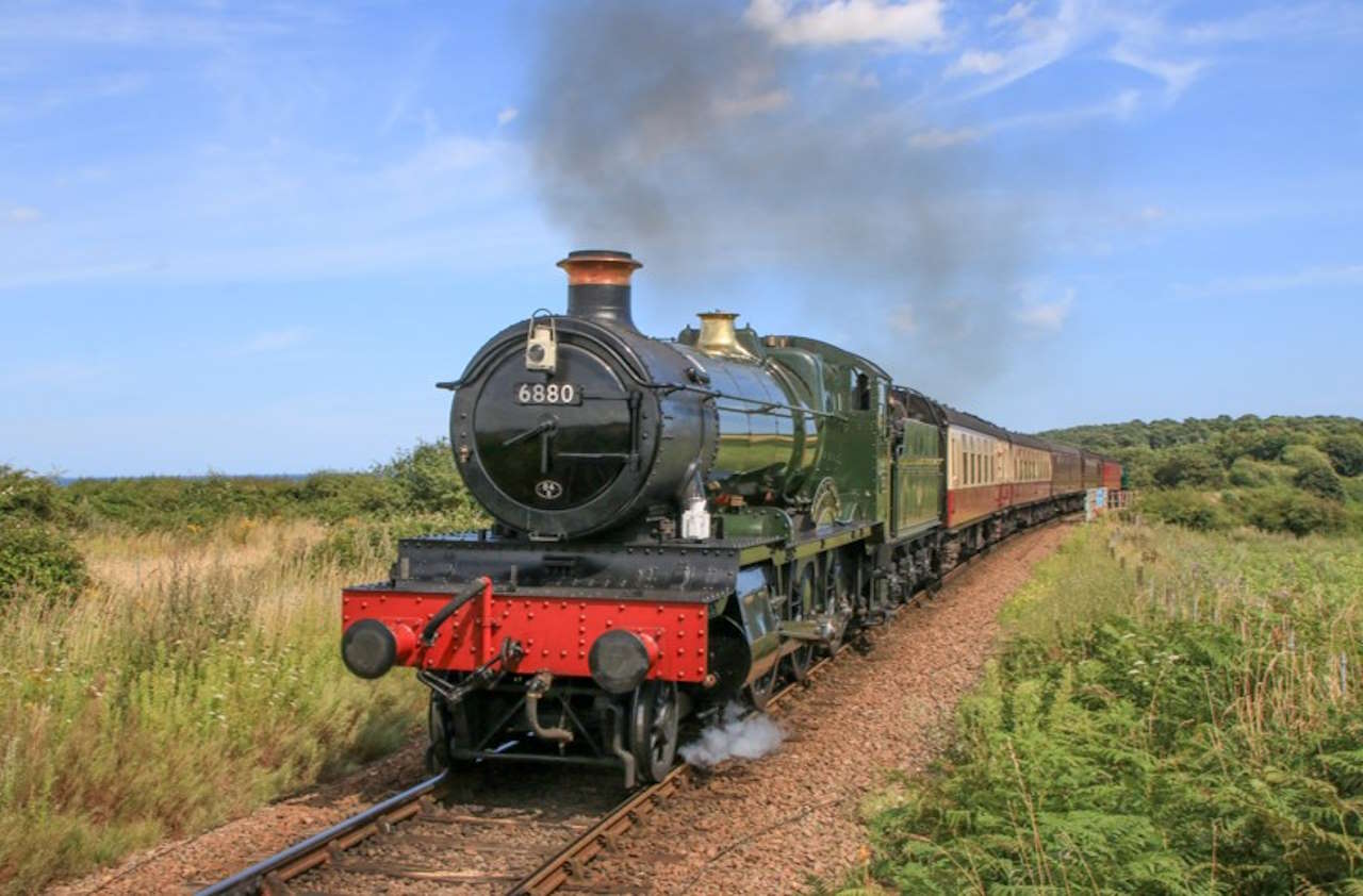 Betton Grange heads a train from Sheringham to Holt on the North Norfolk Railway. // Credit: S Allen