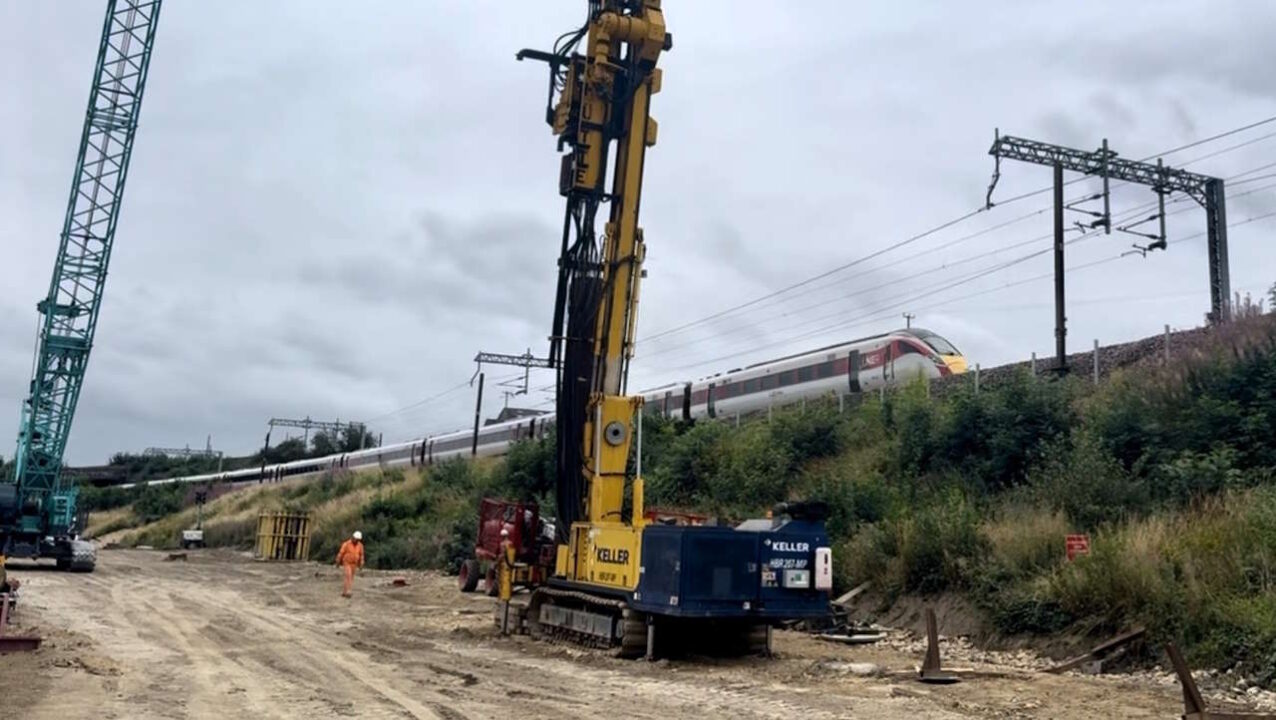 Engineers working on the landslip site of Browney Curve