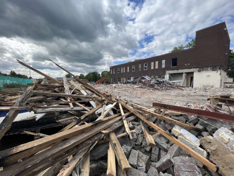 Demolition taking place at the Escomb Road site. // Credit Weardale Railway