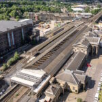 Aerial view of Huddersfield station. // Credit: Network Rail