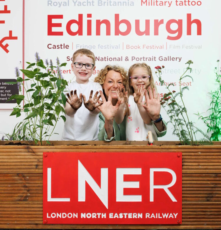 Kate Humble and the plant-a-thon. // Credit: London North Eastern Railway