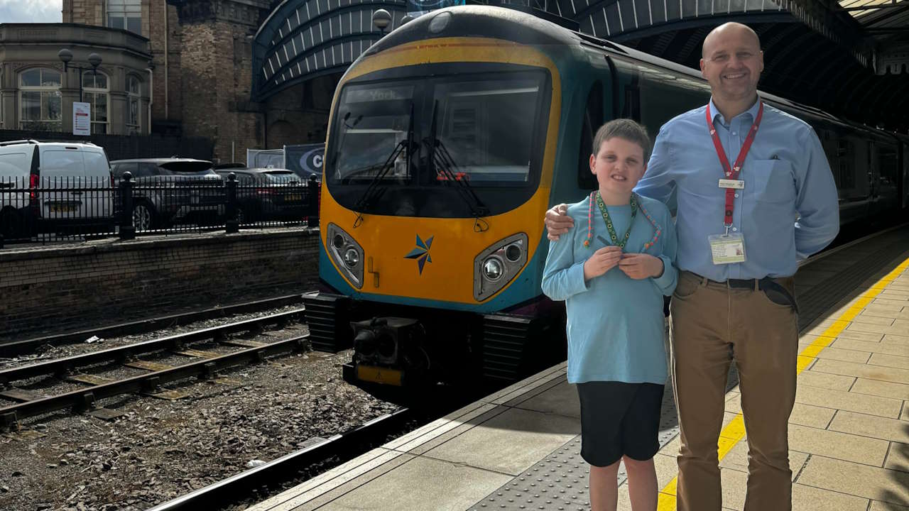 Nathaniel Briggs and his father, Anthony Briggs. // Credit: TransPennine Express