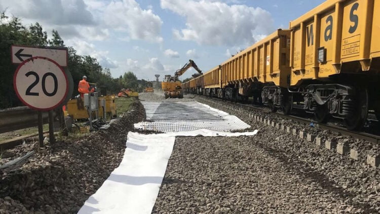 Network Rail engineers working at the site of Knighton Junction. // Credit: Network Rail