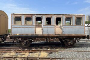 No.33 takes a rare trip into the sunshine during a shunt, the frames its sitting on are to large for the body - Downpatrick and County Down Railway