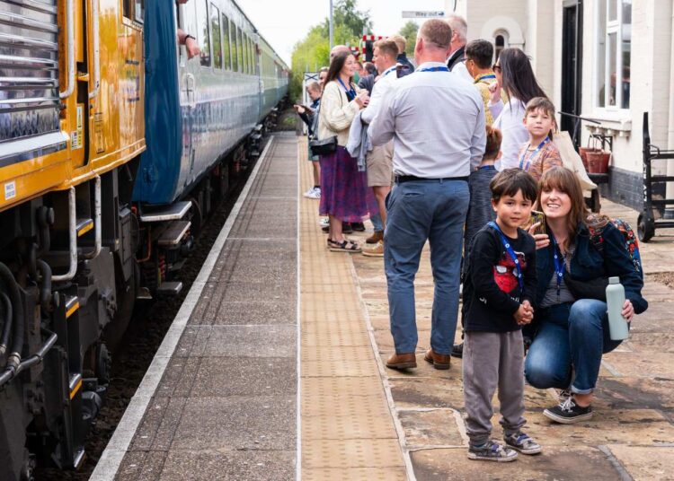 Passengers board the Drax 50 rail event at Hensall - Drax Power Station