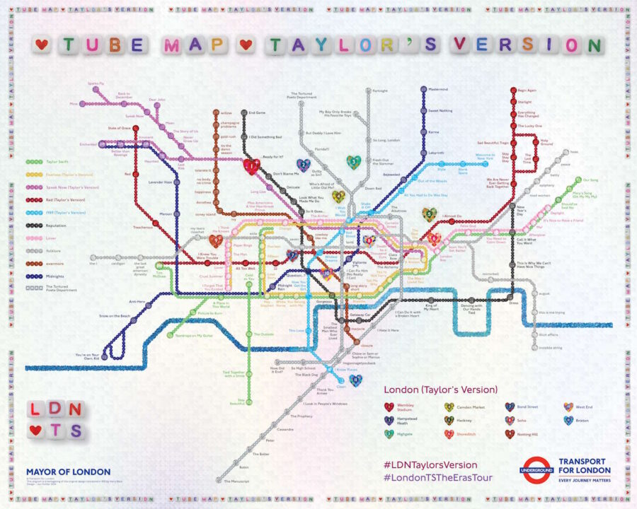 Taylor Swift-themed Tube map. // Credit: Transport for London