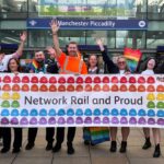 Volunteers from the railway industry celebrate Pride. // Credit: Network Rail