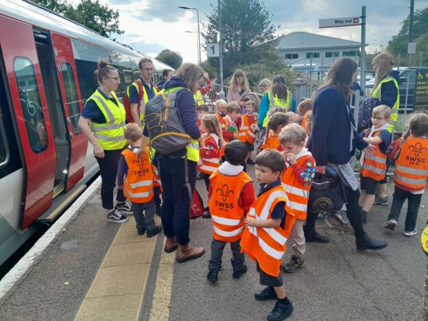 Scouts at Melton station. // Credit: Greater Anglia