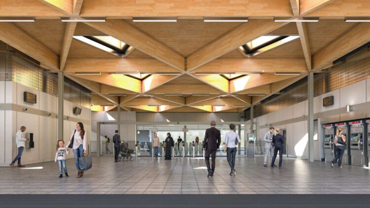 Visualisation of the new Beaulieu Park Station concourse. // Credit: Network Rail