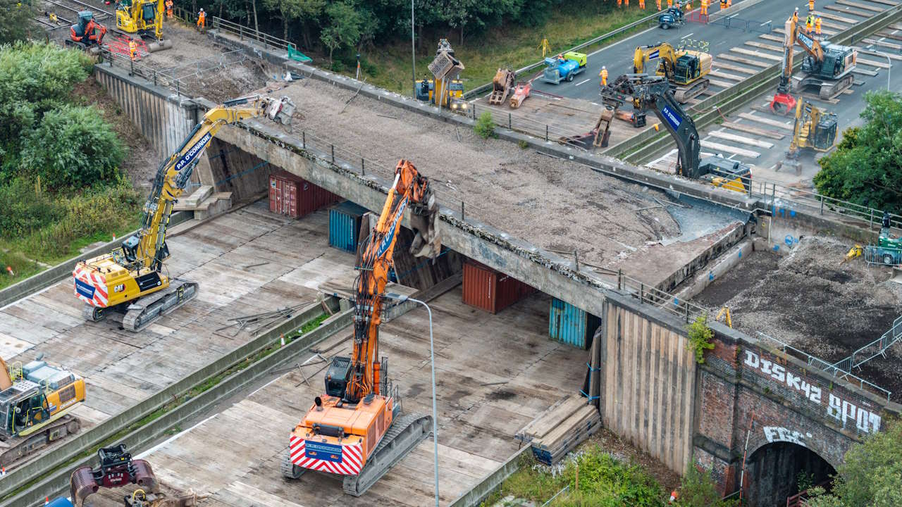 Drone image of the beginning of demolition