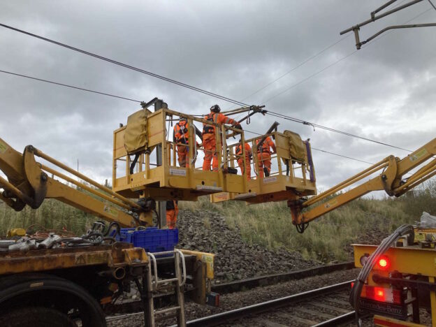 Engineers repairing the damage