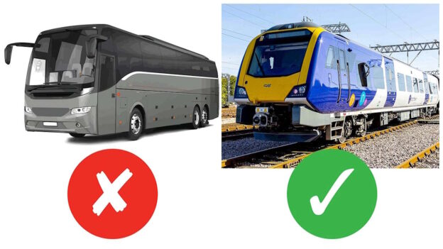 Coach and train comparison. // Credit: Northern