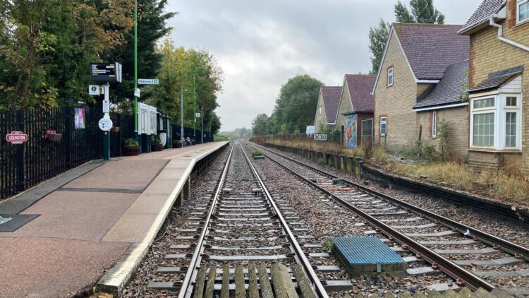 Lidlington station on the Marston Vale line after the flood. // Credit: Network Rail