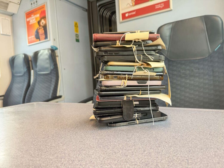 Just a few of the phones lost on trains. // Credit: South Western Railway